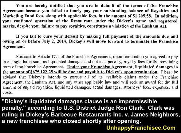 Dickey's Liquidated Damages