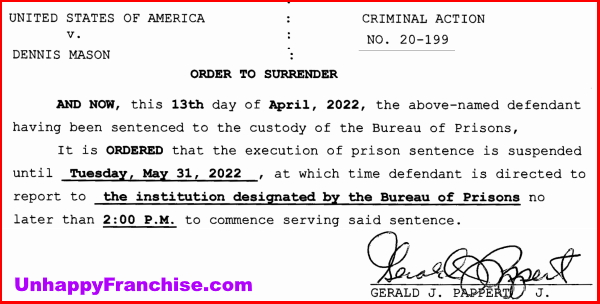 Dennis Mason Order to Surrender